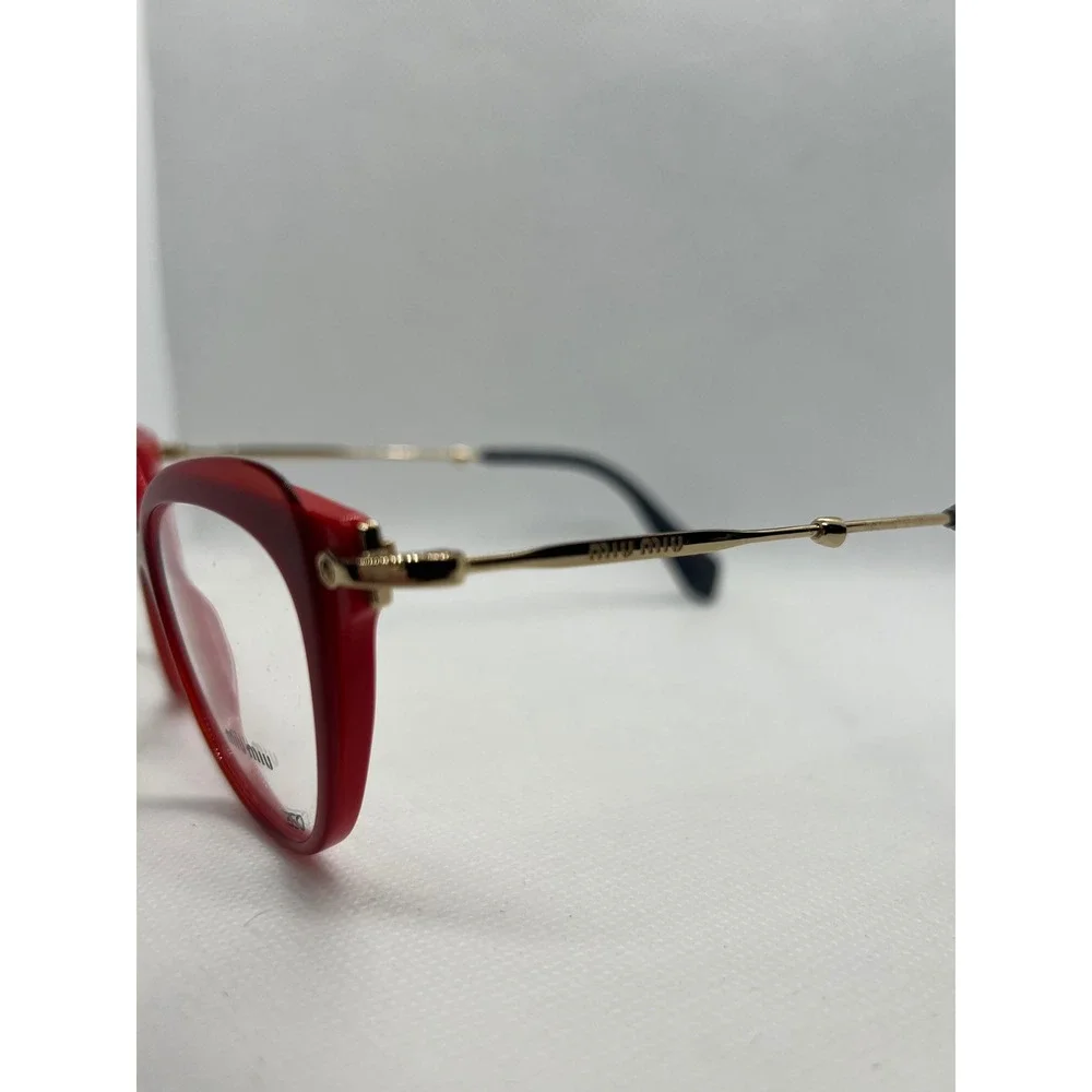 Miu Miu VMU 01Q Cat Eye Eyeglasses Red‎ Gold Frames Designer Glasses Italy